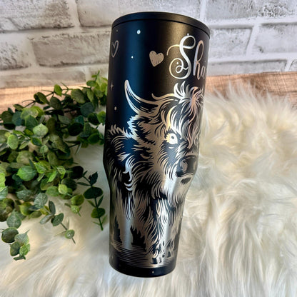 Engraved Highland Cow Tumbler - 40oz Travel Tumbler | Personalized HydroJug Cup