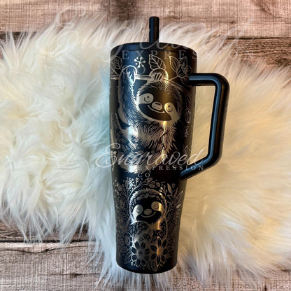 Engraved Brumate Tumbler - Personalized 40 oz Sloth Design Leak Proof Travel Mug