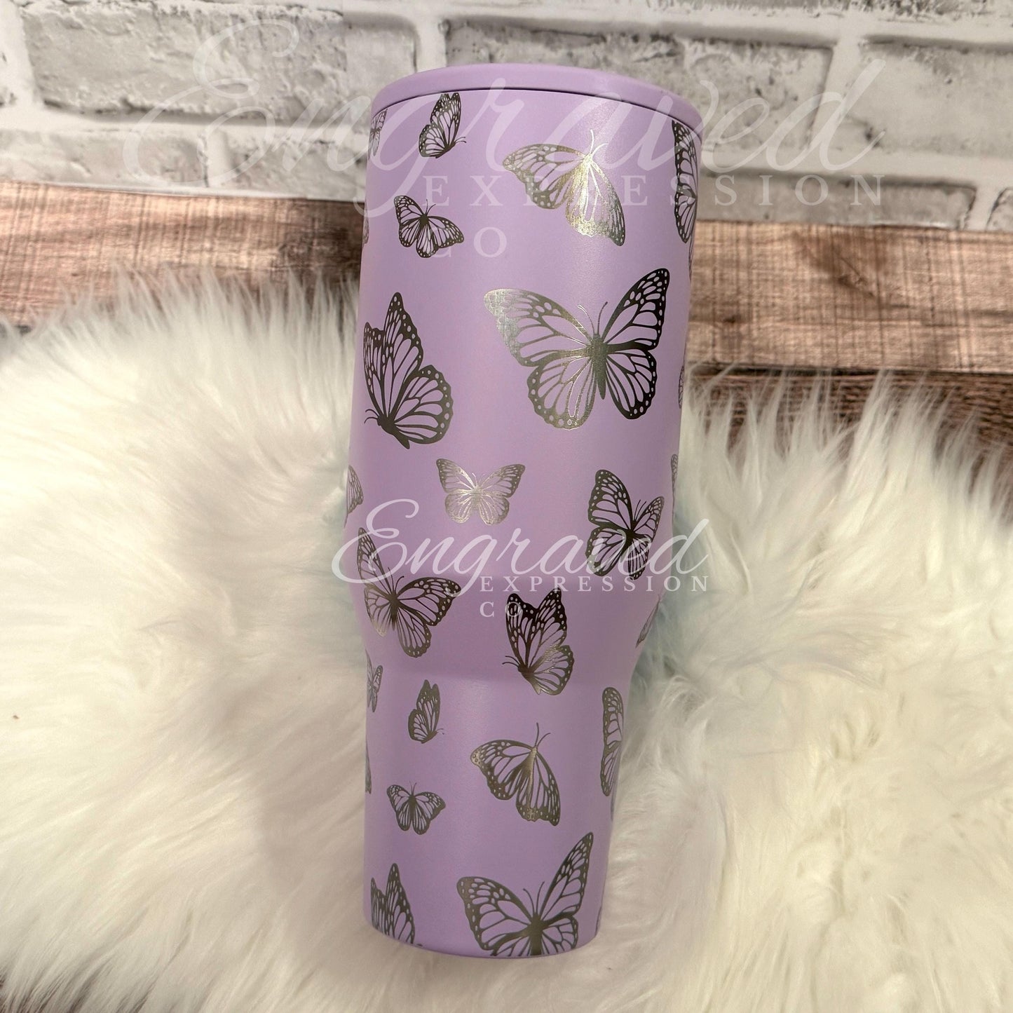 Laser Engraved Tumbler - HydroJug Traveler 40oz | Butterfly Engraved Design, Leak Proof Cup
