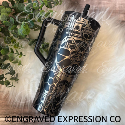 Engraved Brumate Tumbler - Custom Mechanic Gear Design Stainless Steel Cup
