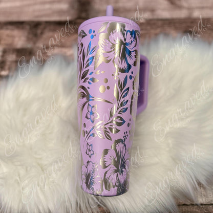 Engraved Brumate Tumbler – Custom Name Cup With Hummingbird Design, Lavender