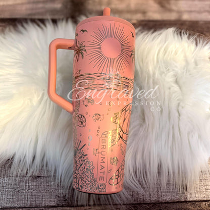 Engraved Brumate Tumbler - Guava 40 oz Insulated Cup with Sea Turtle Design