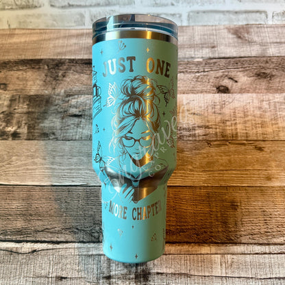 Laser Engraved Tumbler - Stanley Protour Cup With Engraved Reading Design In Agave Color