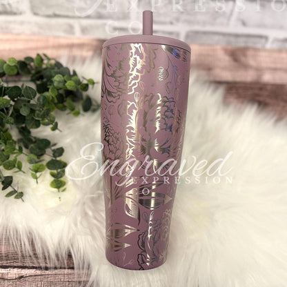 Engraved Brumate Tumbler | Lilac Dusk 40oz | Peony Floral Custom Gift