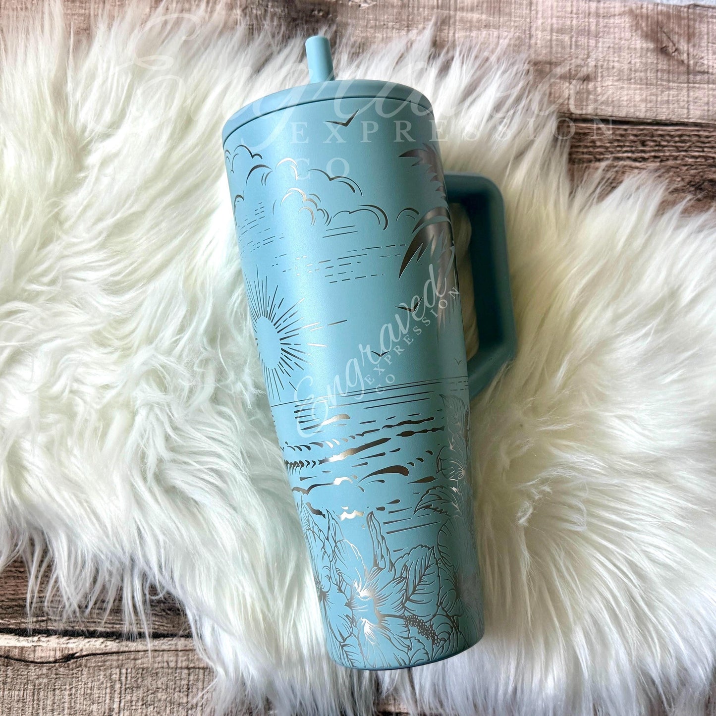 Engraved Brumate Tumbler – Custom Tropical Beach Design | Personalized Travel Mug
