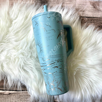 Engraved Brumate Tumbler – Custom Tropical Beach Design | Personalized Travel Mug