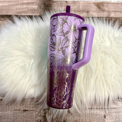 Engraved Brumate Tumbler – Limited Edition Violet Crush | Hibiscus Floral Design