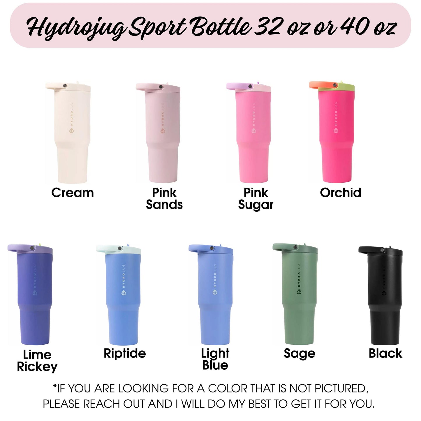 Engraved HydroJug Bottle - Tropical Water Bottle | Insulated Sports Bottle 32oz or 40oz