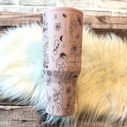 Engraved HydroJug Tumbler – 40oz Personalized Travel Cup with Storybook Bear Design