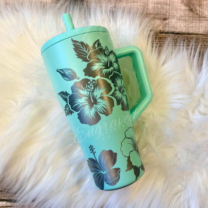Engraved Brumate Tumbler - Limited Edition Mint Hibiscus Floral Design Custom Gift
