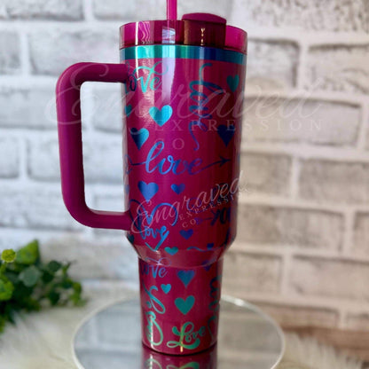 Engraved Stanley Tumbler | Vacuum Insulated Cup with Berry Truffle Finish - Personalized Travel Companion