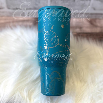 Engraved Dolphin Tumbler - 40oz Insulated Bottle | Personalized Travel Cup with Laser Engraving