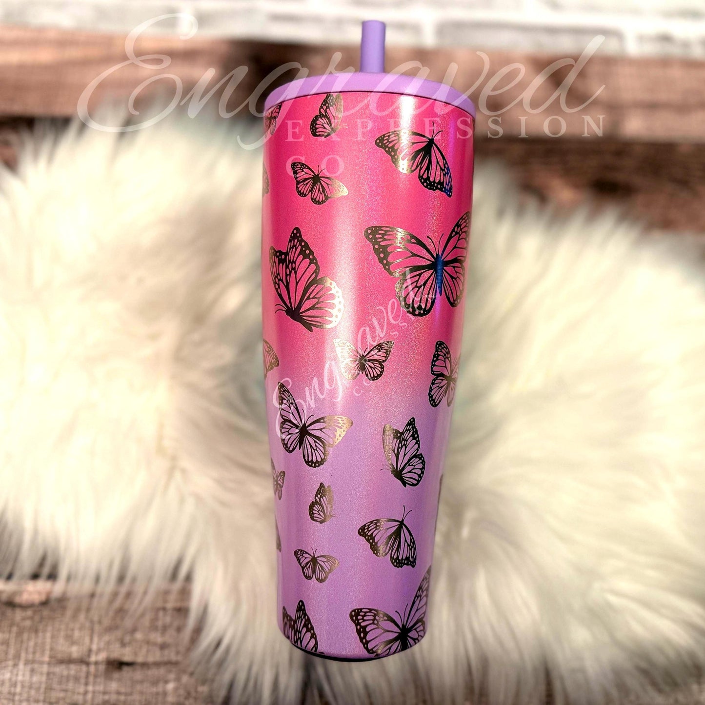 Engraved Brumate Tumbler - 40 oz Era Cotton Candy | Butterfly Design, Limited Edition