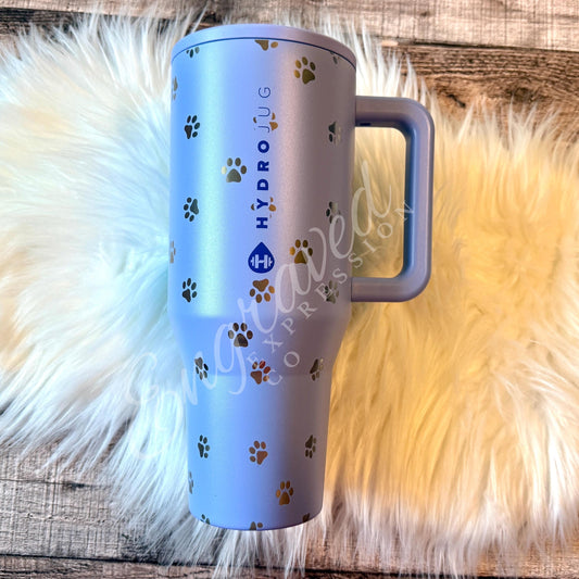 Engraved HydroJug Tumbler - Paw Print Travel Bottle | Durable Insulated Drinkware