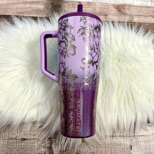 Engraved Brumate Tumbler | Violet Crush 40oz Full Wrap Magnolia Floral Design