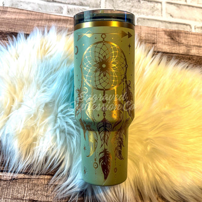 Laser Stanley Tumbler, Engraved Juniper Stanley Cup, Boho Dreamcatcher Custom Tumbler, EngravedExpressionCo
