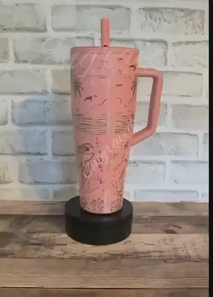 Engraved Brumate Tumbler - Guava 40 oz Insulated Cup with Sea Turtle Design