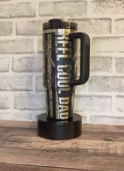 Engraved Stanley Tumbler | Custom Laser Fishing Design Cup - American Flag Full Wrap