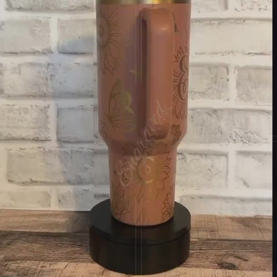 Engraved Mocha Latte Stanley Tumbler, Sunflowers and Butterflies Stanley, Personalized Stanley Protour, Custom Stanley Cup Gift