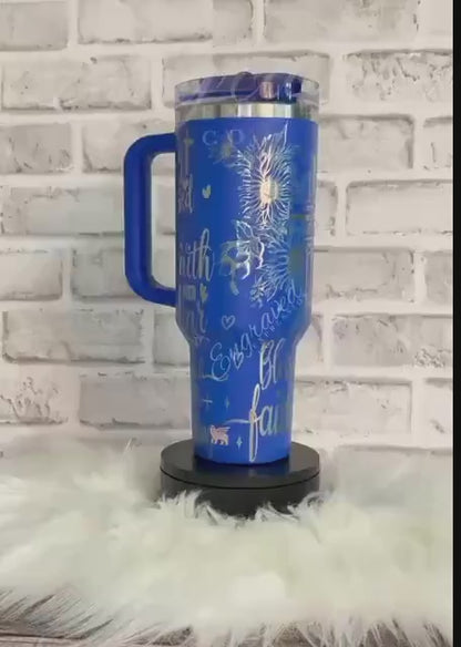 Engraved Stanley Tumbler - Royal Blue Protour Travel Mug with Faith Based Design