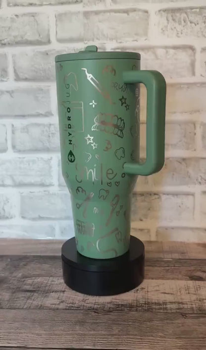 Engraved Dental Tumbler - Personalized Dentist Cup | Sage Green 40oz Travel Bottle