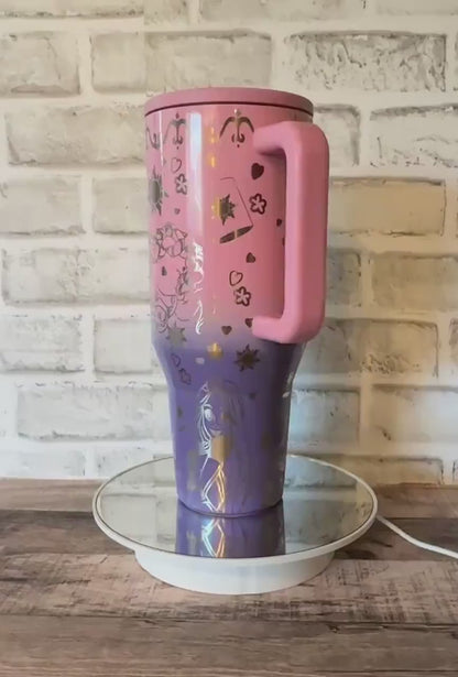 Engraved Princess Tumbler | HydroJug Traveler 40oz - Storybook Cup With Flower Design