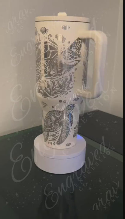 Engraved Sea Turtle Tumbler - 40oz HydroJug Traveler Cup | Personalized Coastal Drinkware