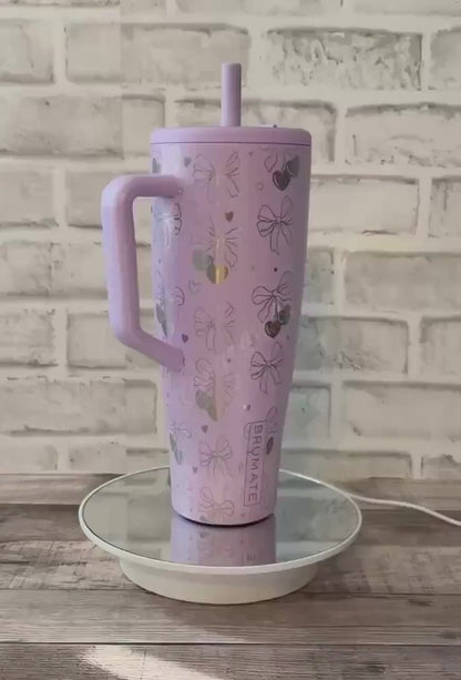 Engraved Brumate Tumbler - Personalized 40oz Cup With Cherry Bow Design, Leak Proof