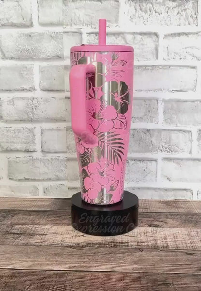 Engraved Brumate Tumbler | Era 40oz Primrose | Laser Engraved Hibiscus Floral Design