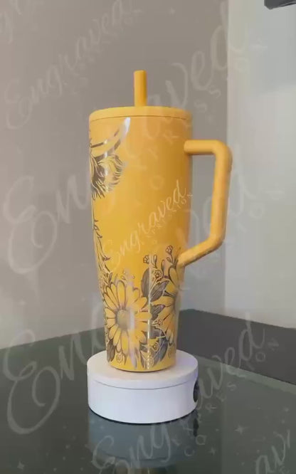 Engraved Brumate Tumbler - Custom Laser Highland Cow Turmeric Cup Gift