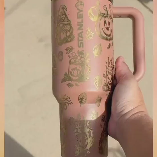 Laser Stanley Mocha Latte Tumbler: Autumn Engraved Stanley Pumpkin Cup, Fall Lover Protour Gift, Coffee Pumpkin Stanley Cup