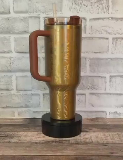 Laser Stanley Copper Tinsel Quencher: Christmas Limited Edition Stanley - Floral Engraved Tumbler