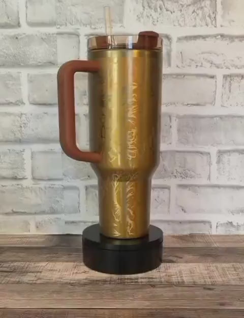 Laser Stanley Copper Tinsel Quencher: Christmas Limited Edition Stanley - Floral Engraved Tumbler