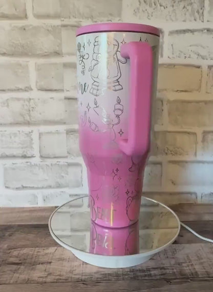 Engraved Rose Tumbler - 40oz Candy Coated Hydrojug | Personalized Travel Cup