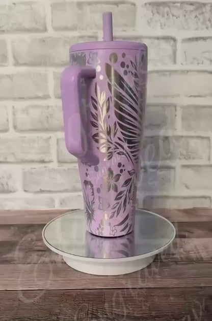 Engraved Brumate Tumbler – Custom Name Cup With Hummingbird Design, Lavender