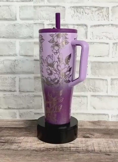 Engraved Brumate Tumbler | Violet Crush 40oz Full Wrap Magnolia Floral Design