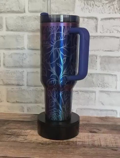 Stanley Quencher Tumbler | Custom Engraved Rose Floral 30oz & 40oz Metallic Star Shine
