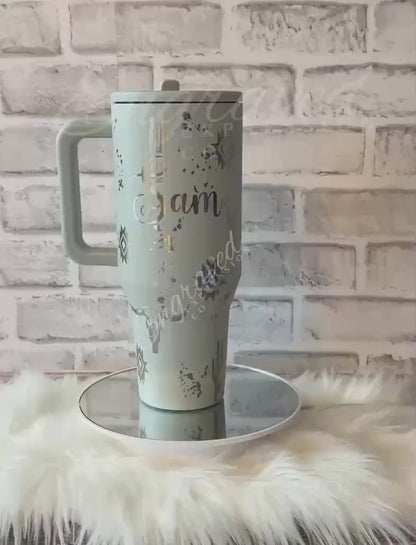 Engraved HydroJug Tumbler | Vacuum Insulated Travel Mug With Aztec Design