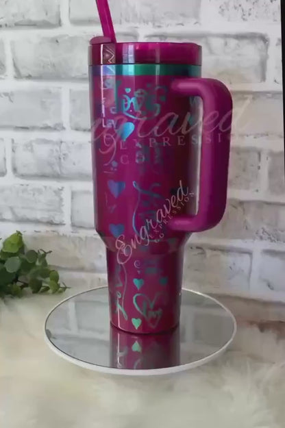 Engraved Stanley Tumbler | Vacuum Insulated Cup with Berry Truffle Finish - Personalized Travel Companion