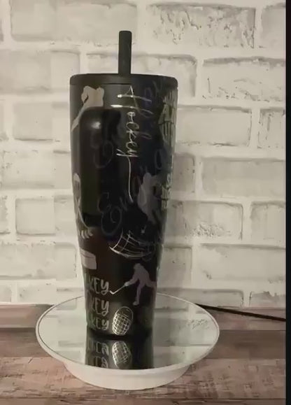 Engraved Hockey Tumbler | Custom Laser Etched Black Brumate Era 40oz