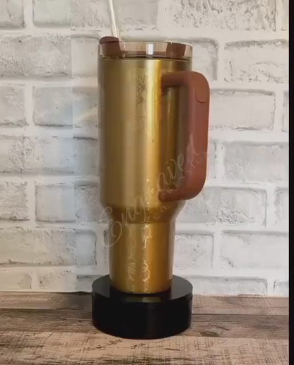 Copper Tinsel Stanley Tumbler - Custom Engraved Stainless Steel Travel Cup With Honeybee Design