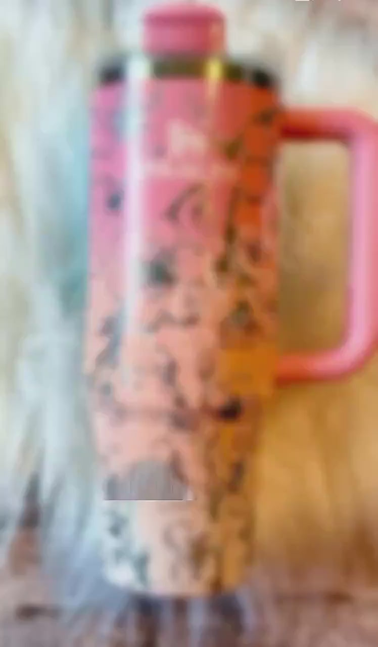 Laser Etched Stanley Quencher: Pink Mesa Sunset Cherry Blossom Tumbler