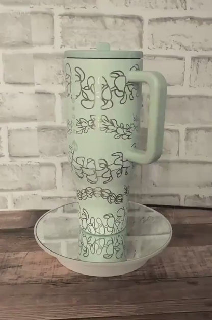 Engraved Hawaiian Tumbler - Personalized HydroJug 40oz Travel Cup with Floral Lei Design