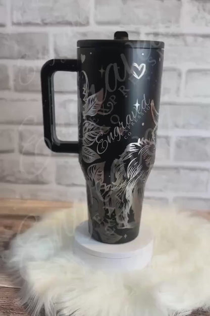 Engraved Hydrojug Tumbler – Highland Cow Design | Sunflower Stainless Steel Travel Mug